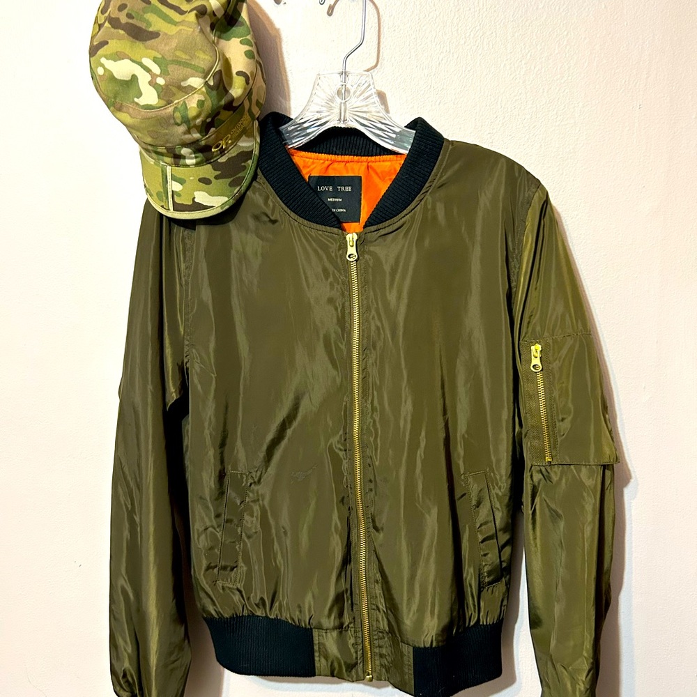Love Tree Silky Bomber Jacket